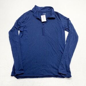 Hyba Quarter Zip Pullover Womens Sz L Blue Space Dye Activewear Long Sleeve Top